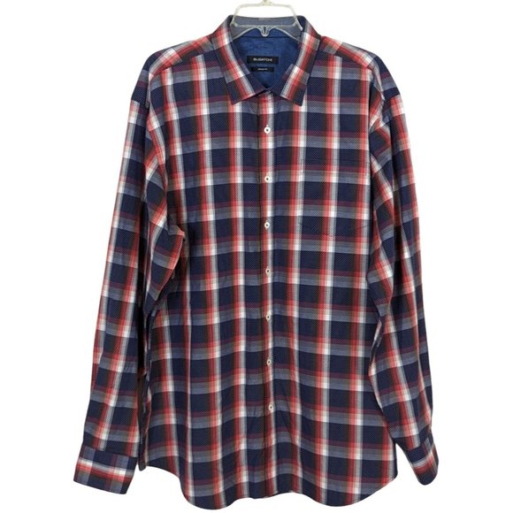 Bugatchi Other - BUGATCHI long sleeve button down plaid career casual men shirt classic fit‎ XXL